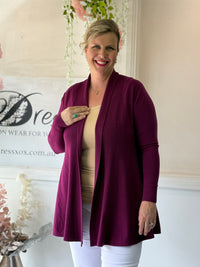Olinda Plum Wool Knit Cardigan