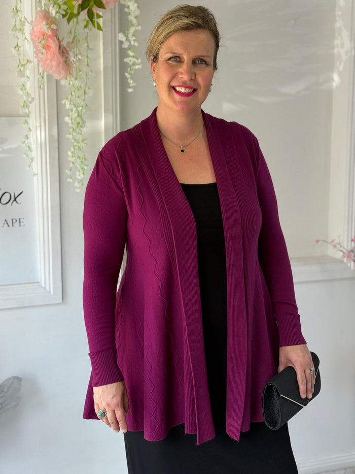 Olinda Plum Wool Knit Cardigan