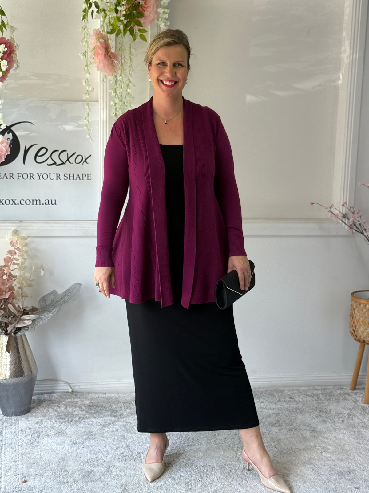 Olinda Plum Wool Knit Cardigan