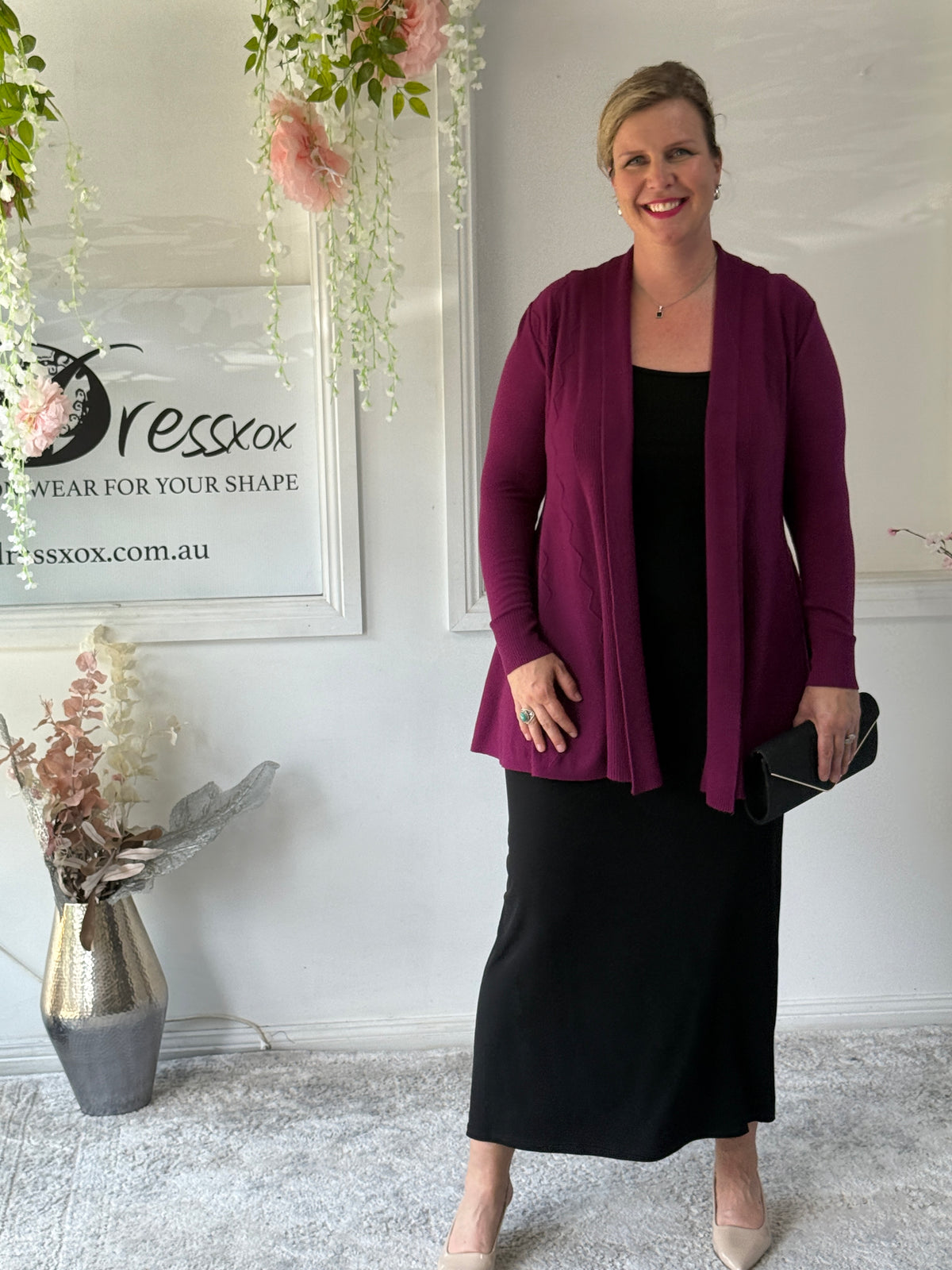 Olinda Plum Wool Knit Cardigan