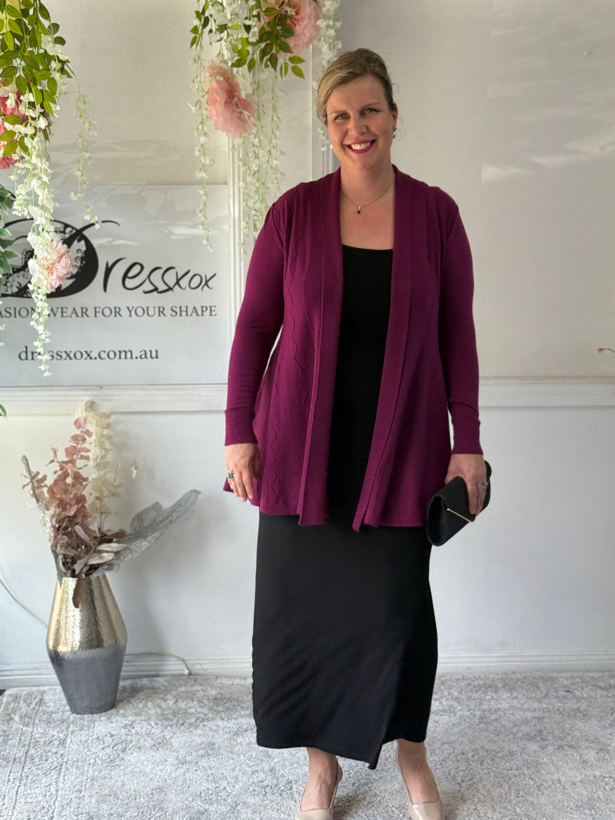 Olinda Plum Wool Knit Cardigan