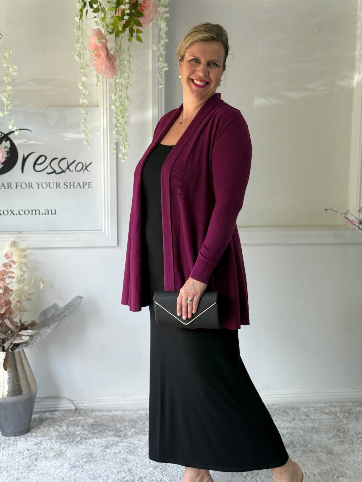 Olinda Plum Wool Knit Cardigan