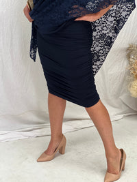 Noelle Navy Ruched Skirt