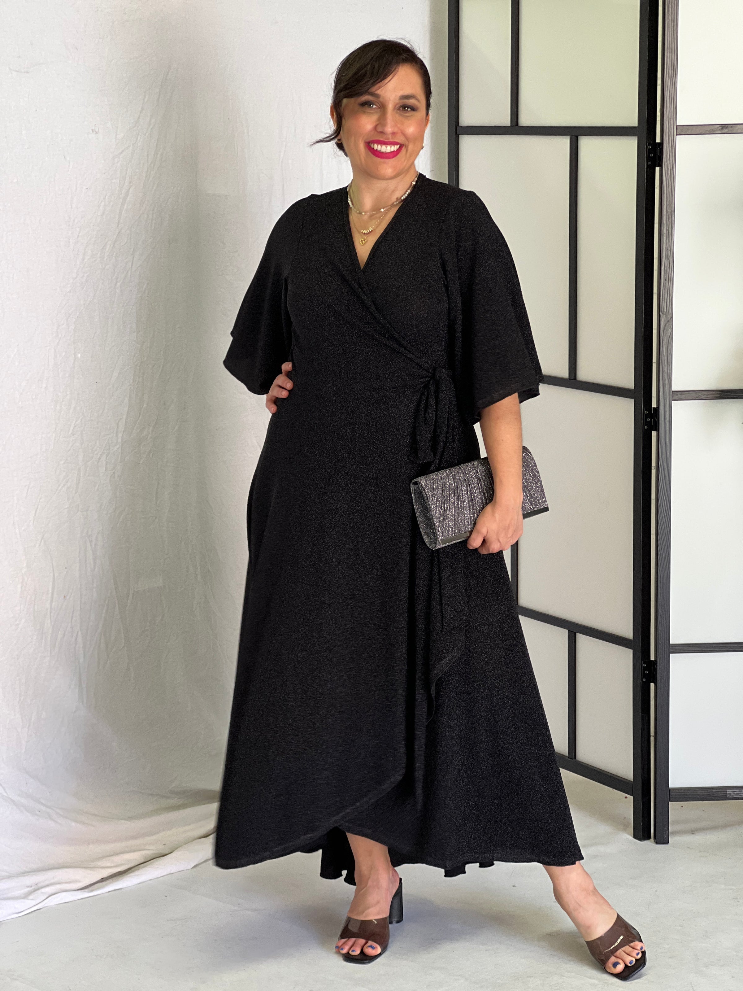 Parker Royal Glitter Wrap Dress