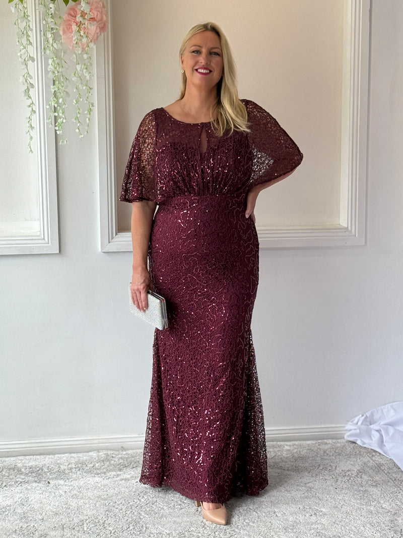 Payton Burgundy Sequin Evening Gown