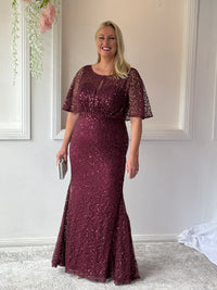 Payton Burgundy Sequin Evening Gown