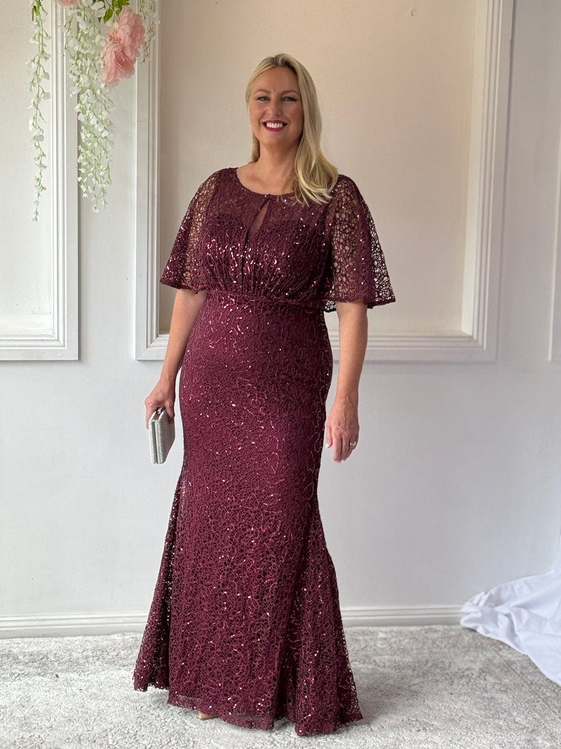 Payton Burgundy Sequin Evening Gown