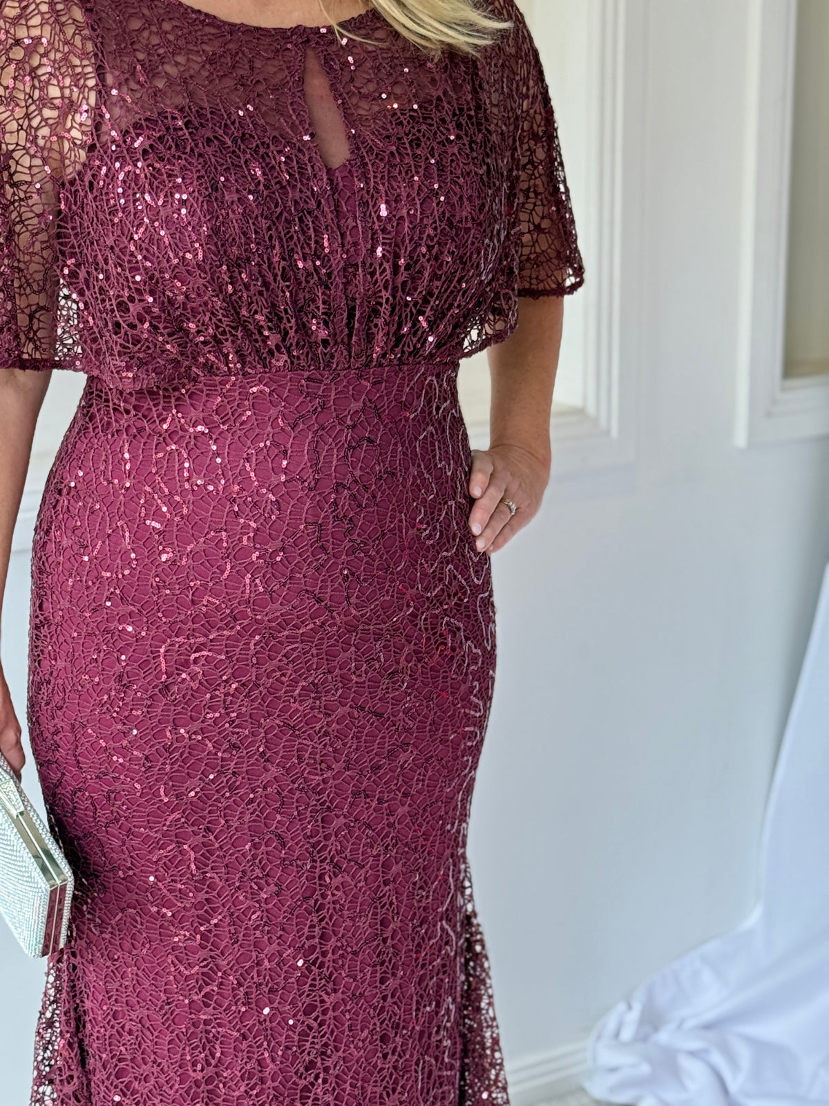 Payton Burgundy Sequin Evening Gown
