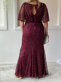 Payton Burgundy Sequin Evening Gown