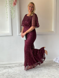 Payton Burgundy Sequin Evening Gown