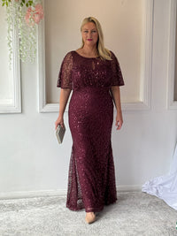 Payton Burgundy Sequin Evening Gown