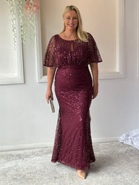 Payton Burgundy Sequin Evening Gown