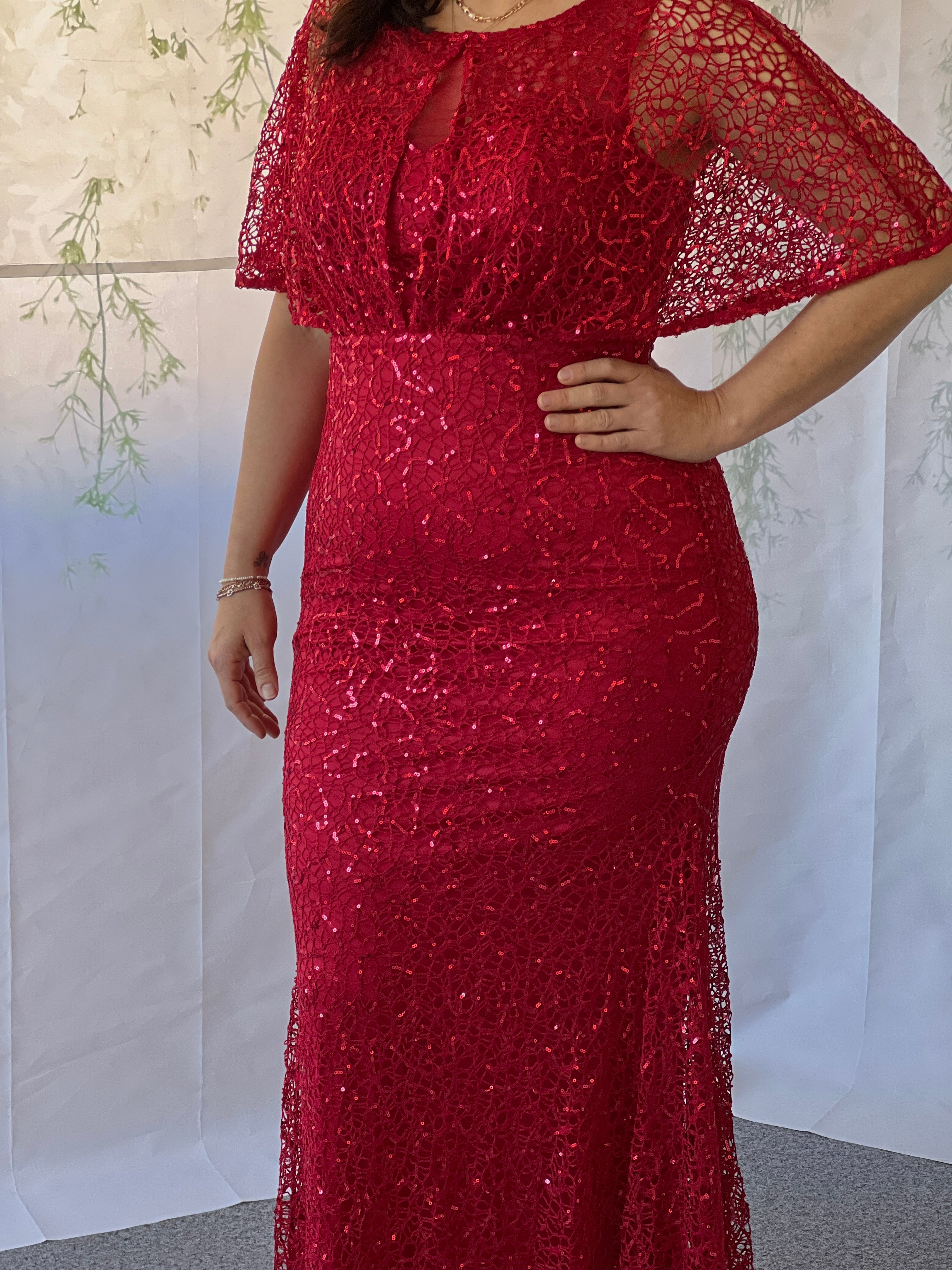 Payton Red Sequin Evening Gown Dressxox