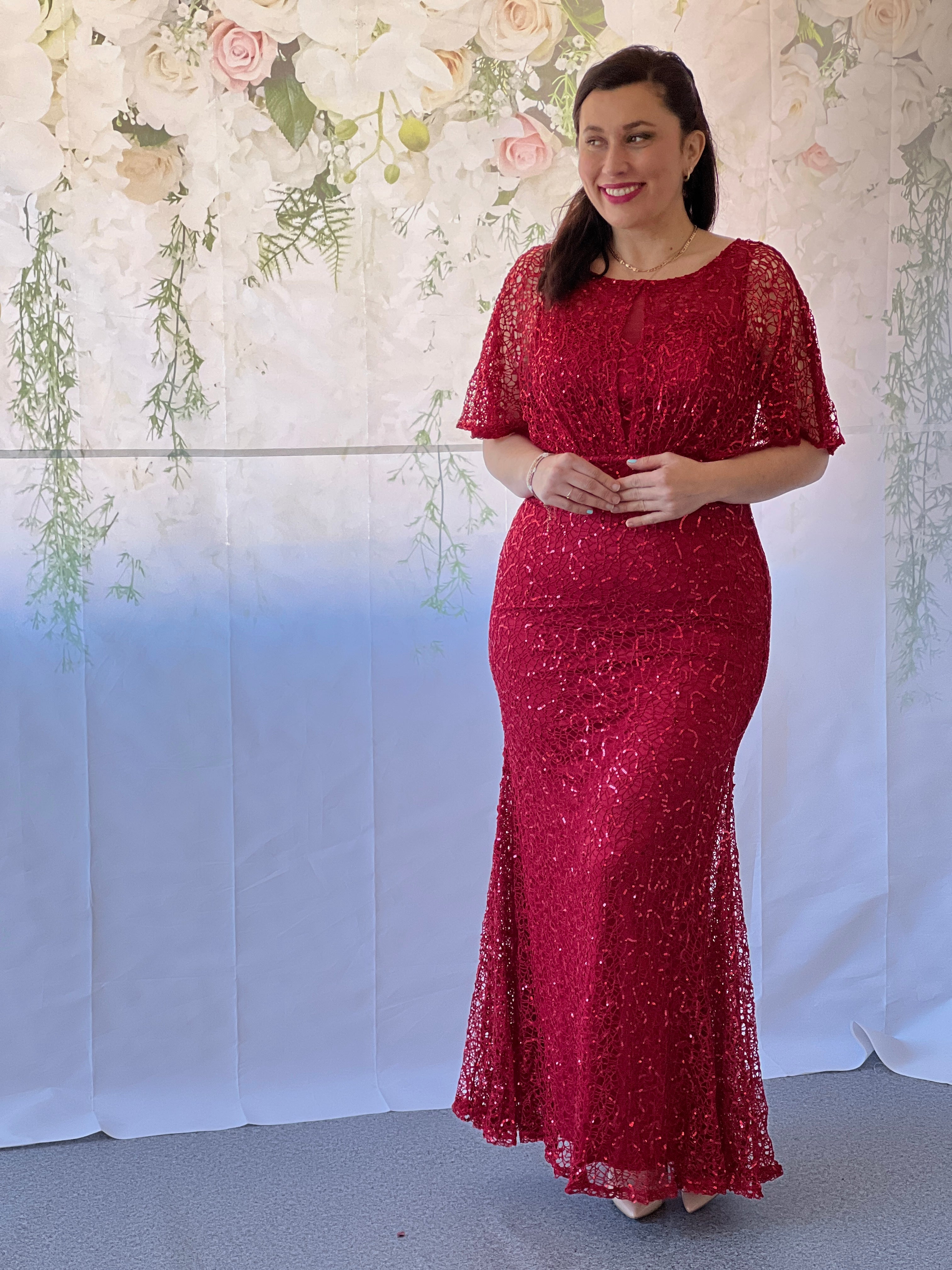 Plus size hotsell red sequin gown