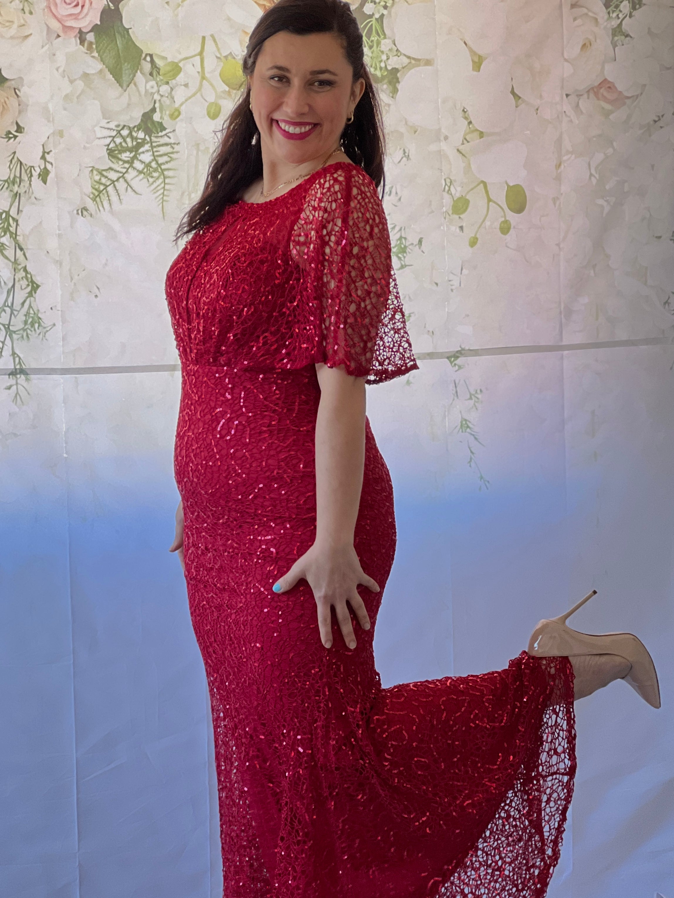 Athena Sequin Evening Dress in Red – Karina Boutique