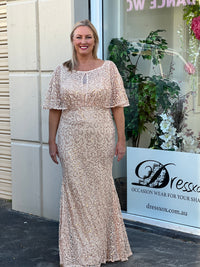 Payton Gold Sequin Evening Gown
