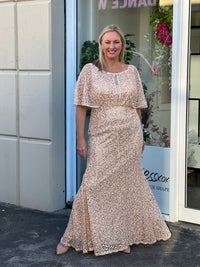 Payton Gold Sequin Evening Gown