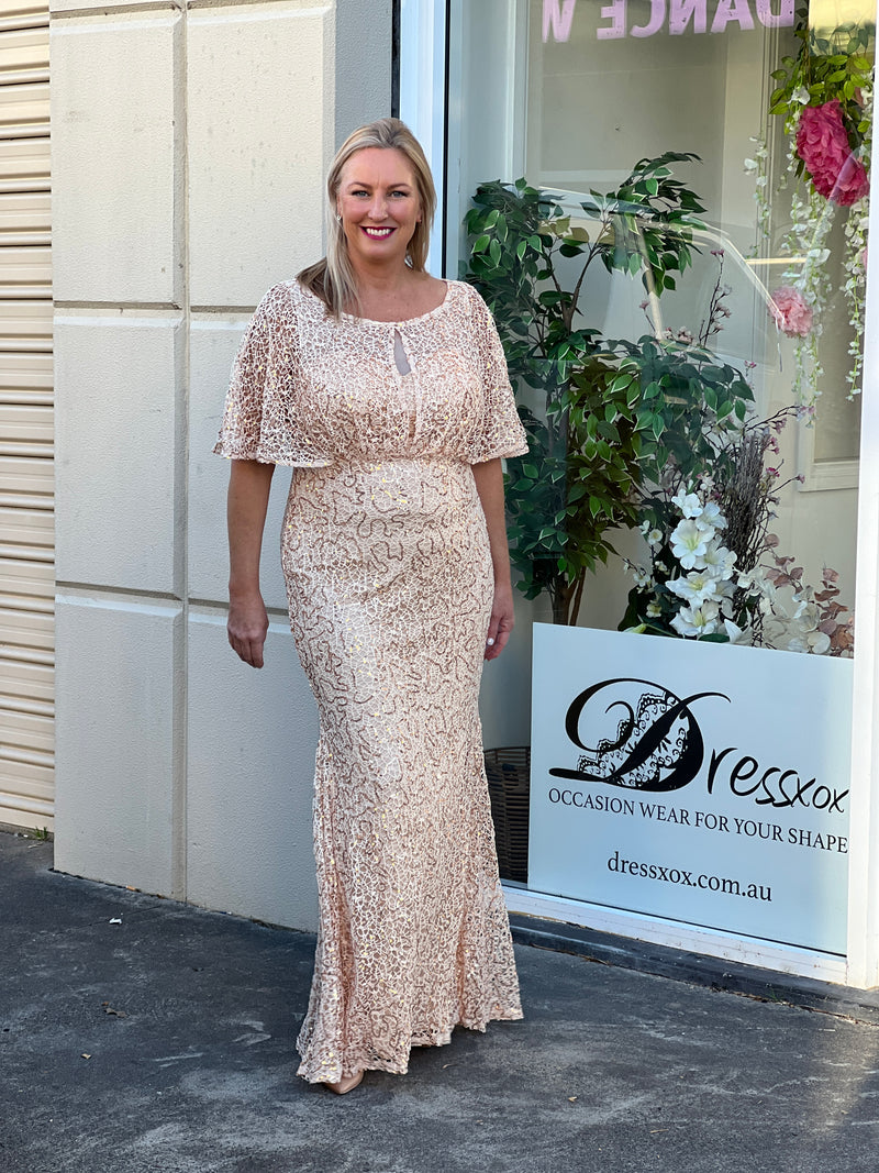 Payton Gold Sequin Evening Gown