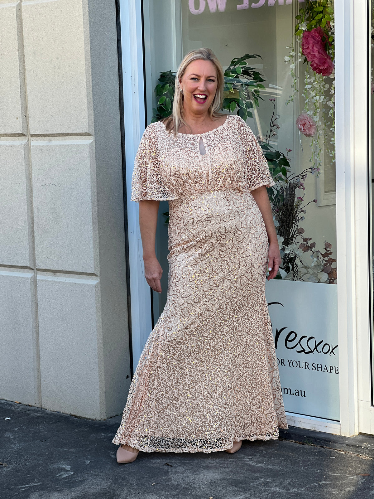 Payton Gold Sequin Evening Gown