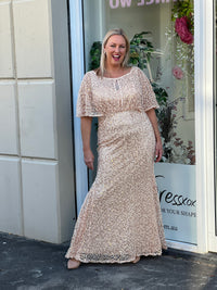 Payton Gold Sequin Evening Gown