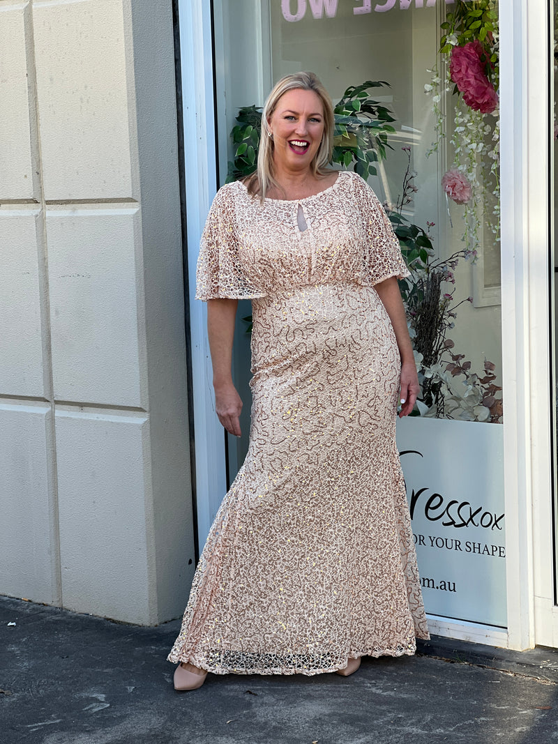 Payton Gold Sequin Evening Gown