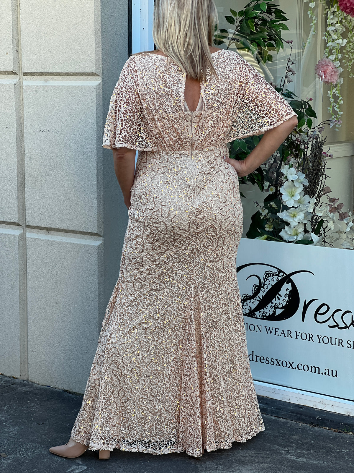 Payton Gold Sequin Evening Gown