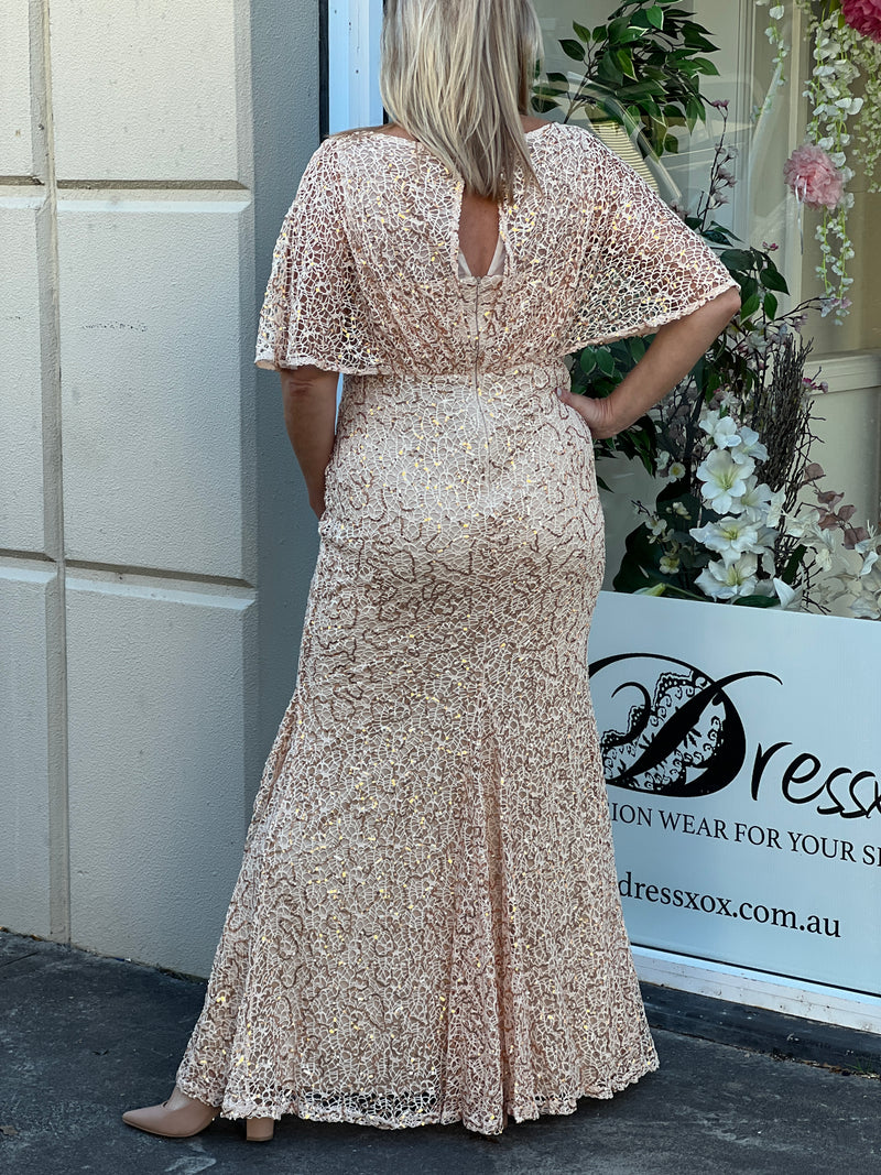 Payton Gold Sequin Evening Gown
