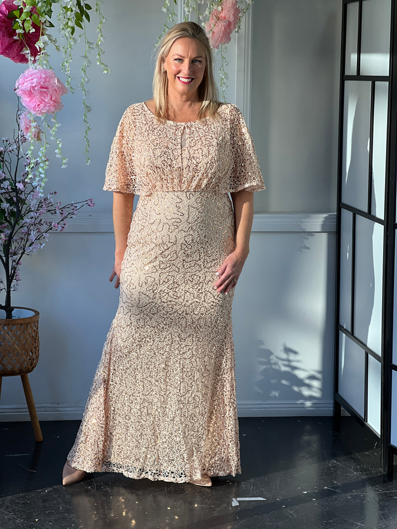 Payton Gold Sequin Evening Gown