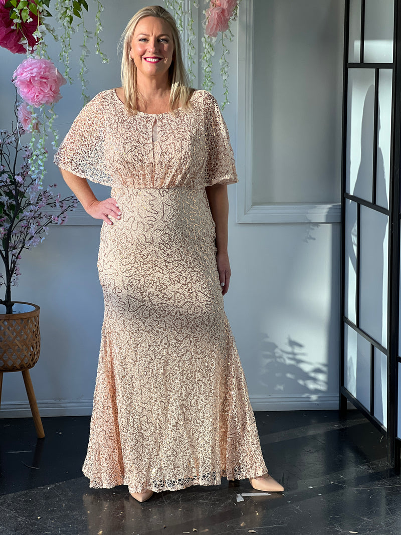 Payton Gold Sequin Evening Gown