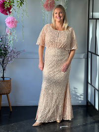 Payton Gold Sequin Evening Gown