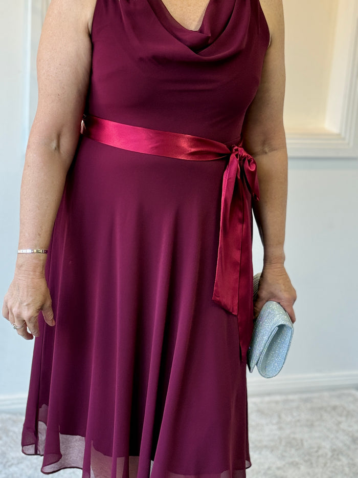 Pearl Burgundy Chiffon Dress