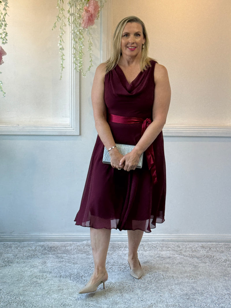 Pearl Burgundy Chiffon Dress