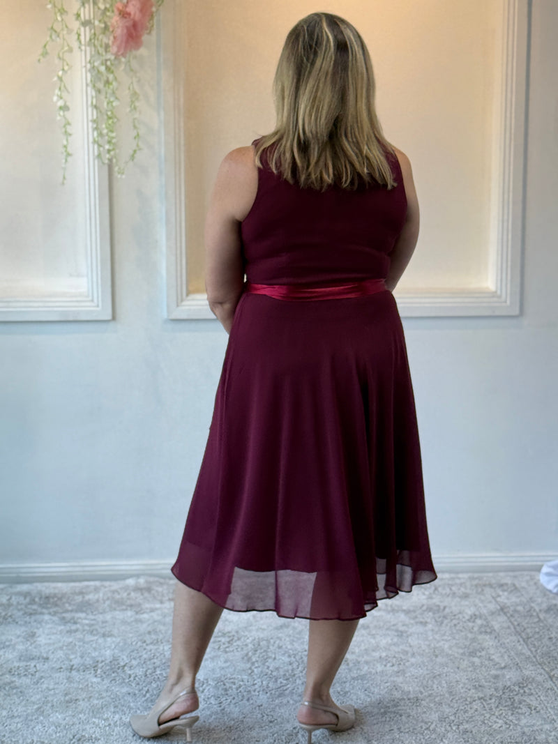 Pearl Burgundy Chiffon Dress