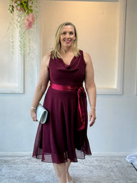 Pearl Burgundy Chiffon Dress