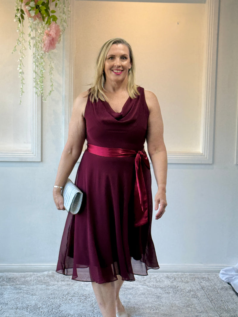 Pearl Burgundy Chiffon Dress