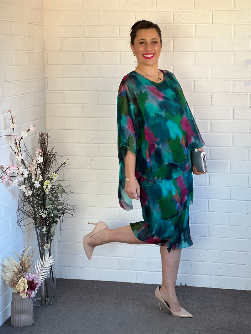 Piper Forest Floral Silk Dress