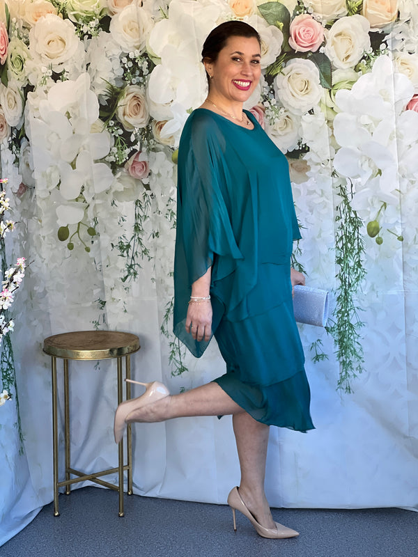 Piper Emerald Floral Silk Dress