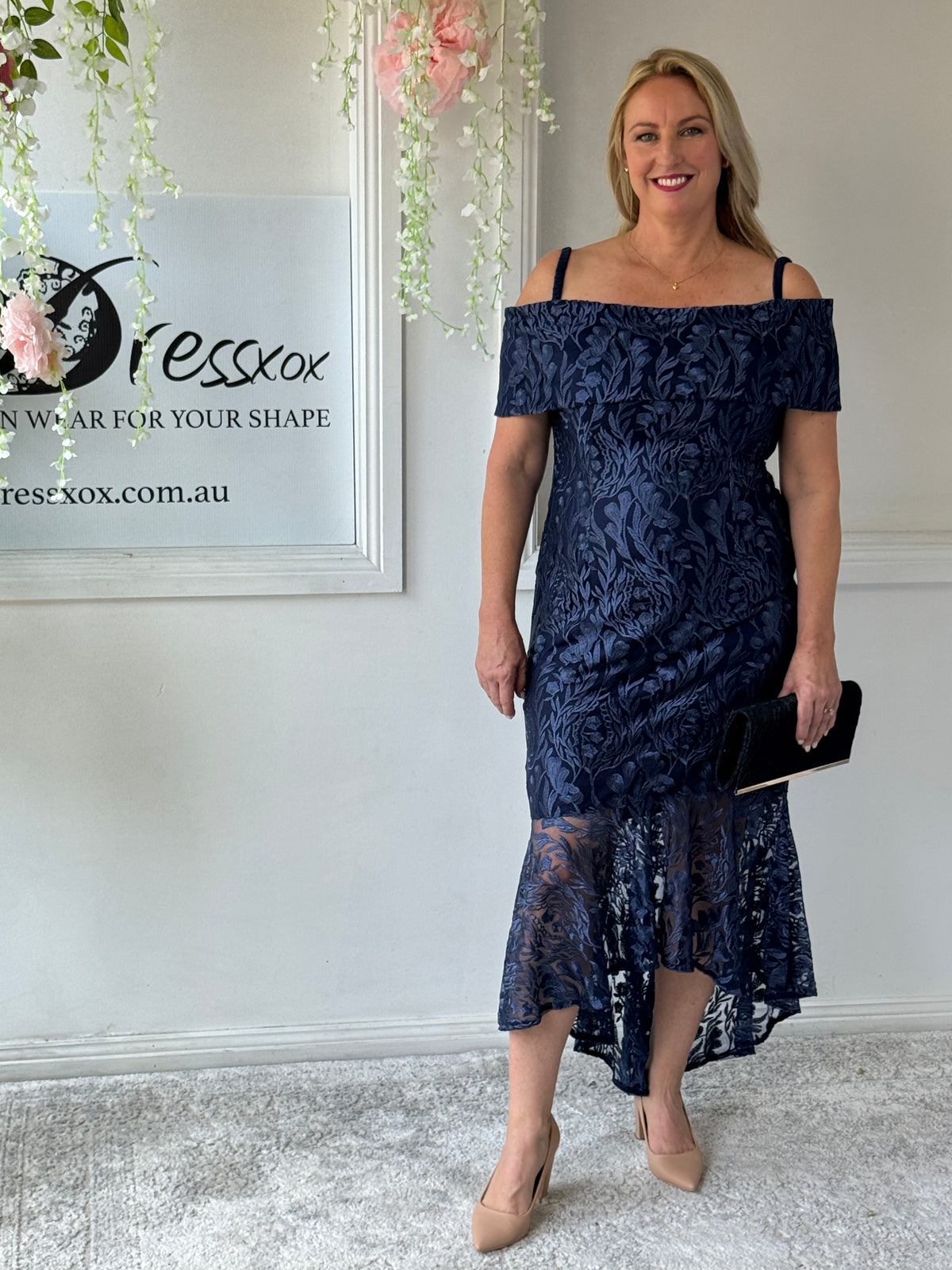 Prague Navy Embroidered Gown