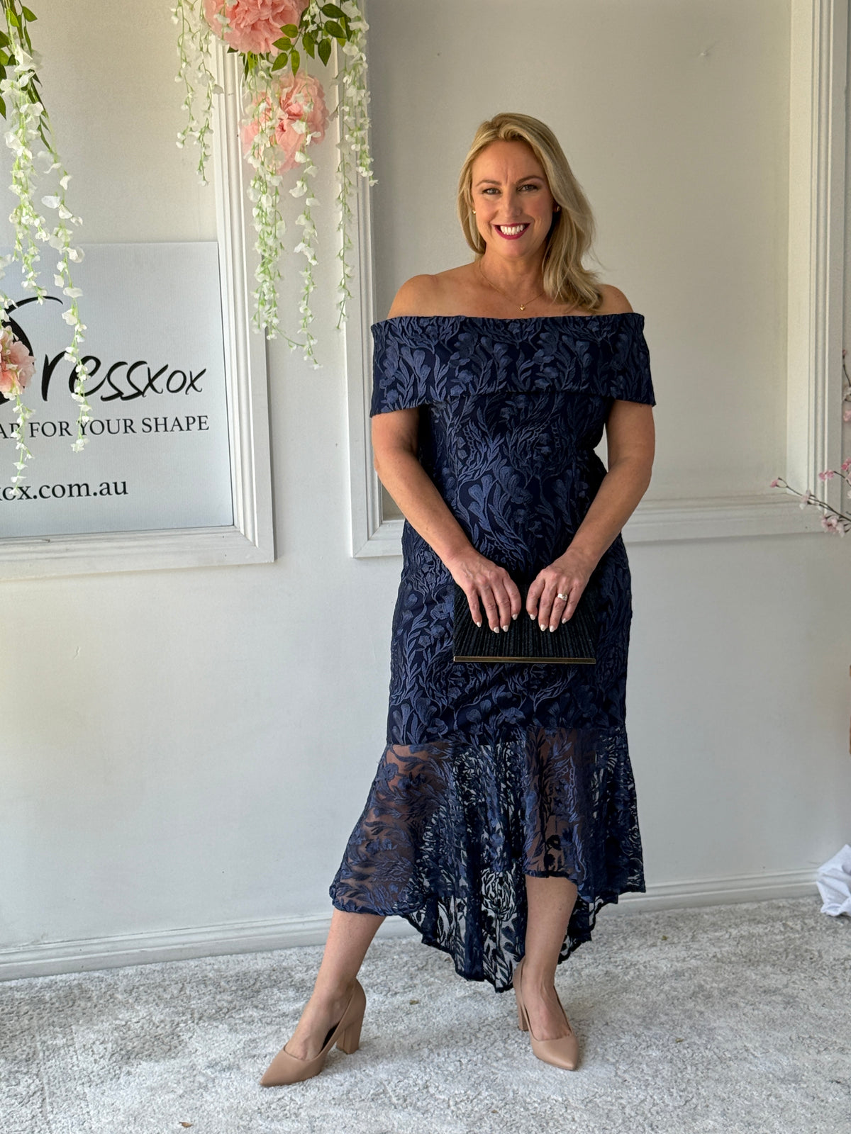 Prague Navy Embroidered Gown