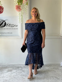 Prague Navy Embroidered Gown