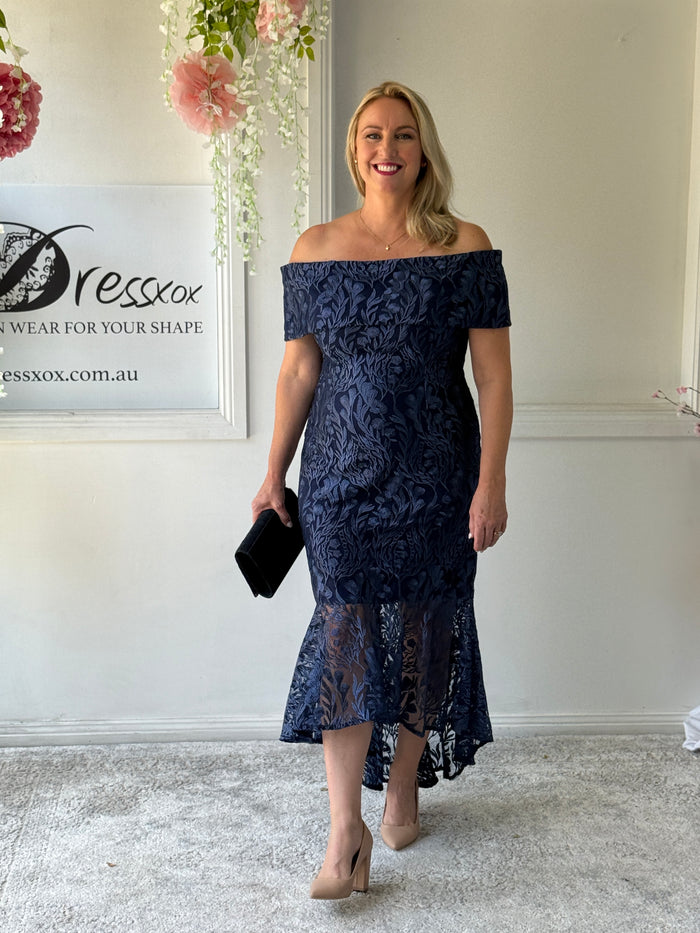 Prague Navy Embroidered Gown