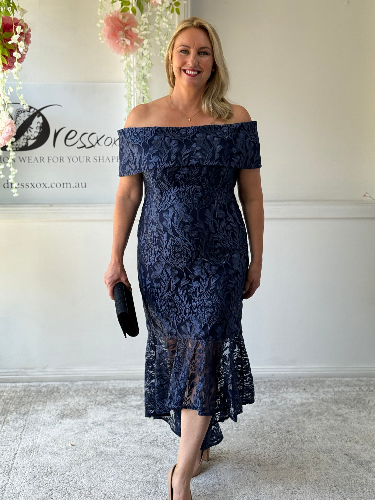 Prague Navy Embroidered Gown