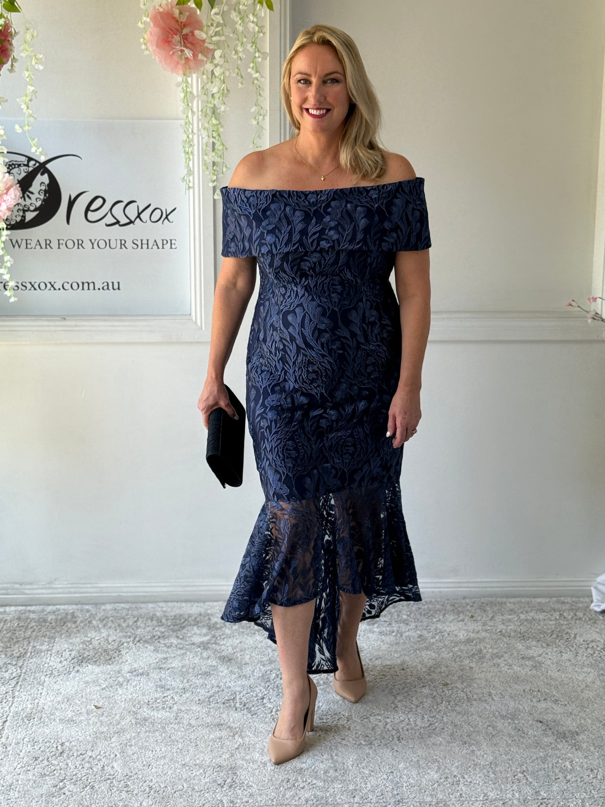 Prague Navy Embroidered Gown