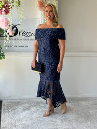 Prague Navy Embroidered Gown