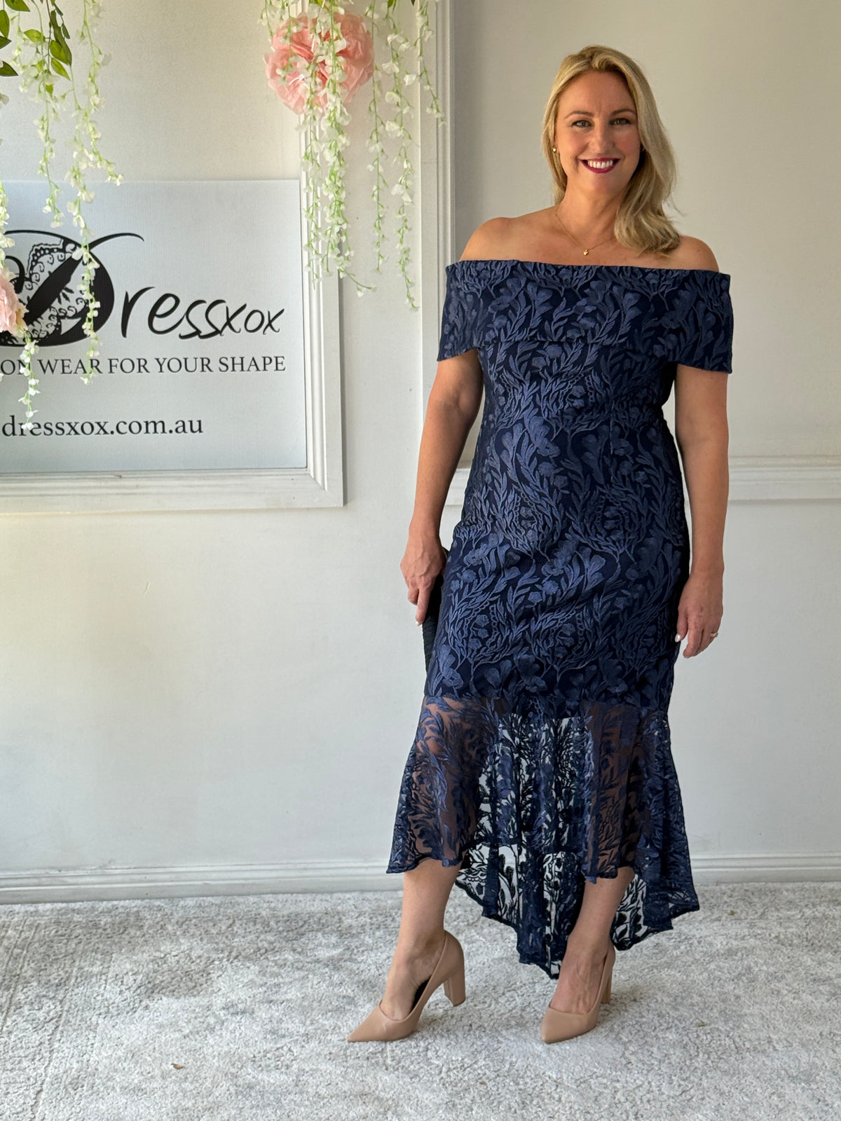 Prague Navy Embroidered Gown