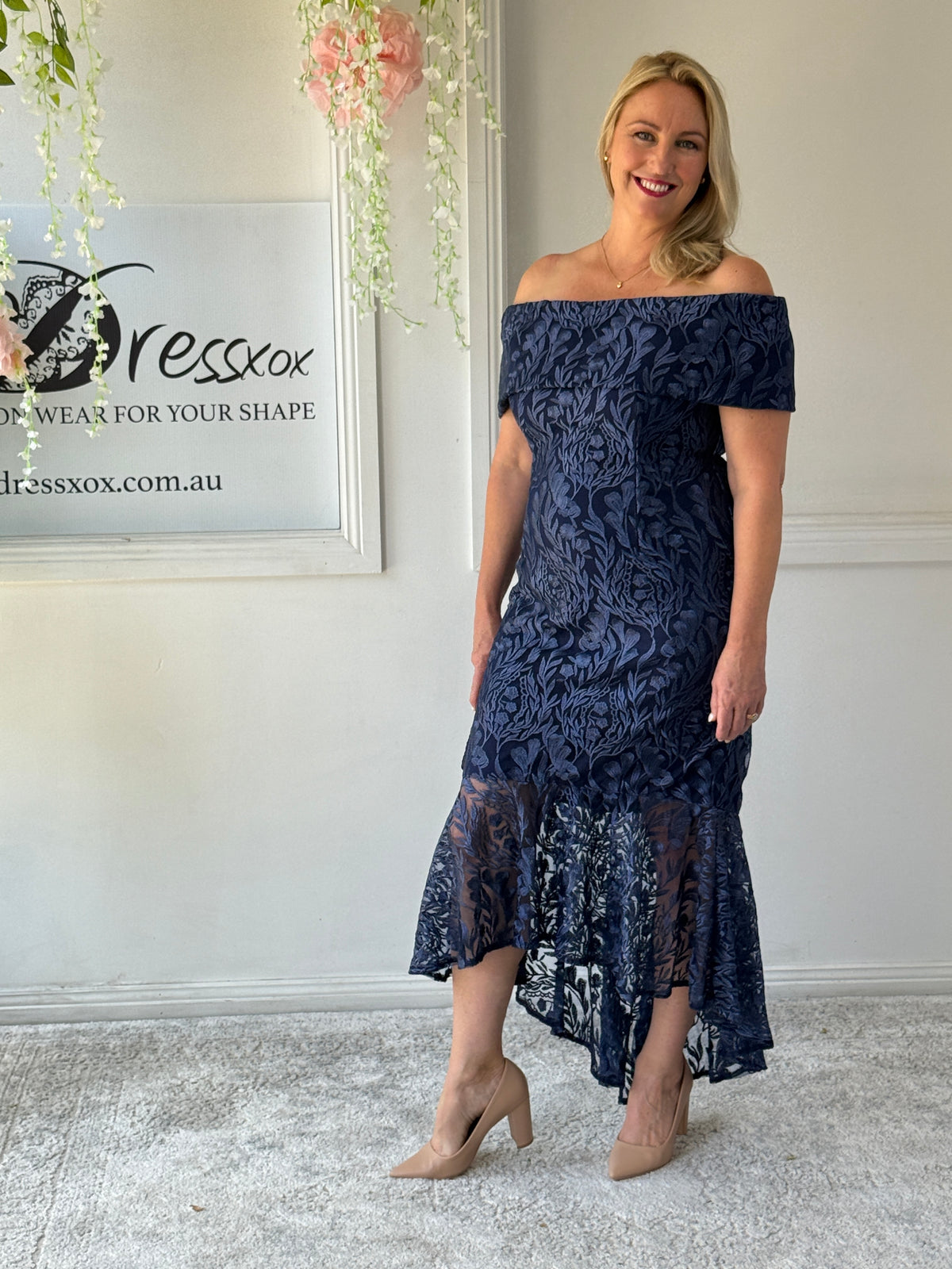 Prague Navy Embroidered Gown