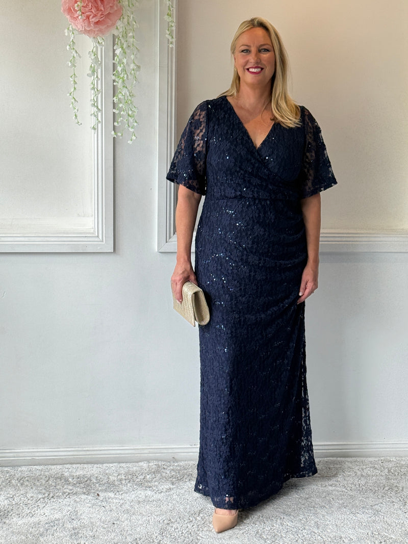 Qandala Navy Sequin Gown