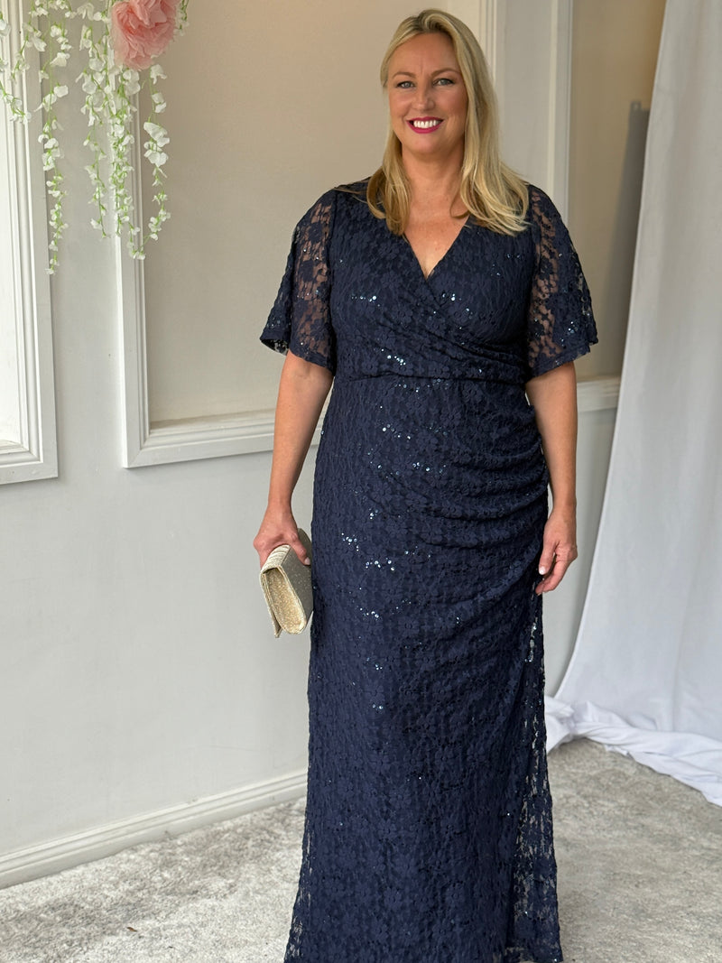 Qandala Navy Sequin Gown
