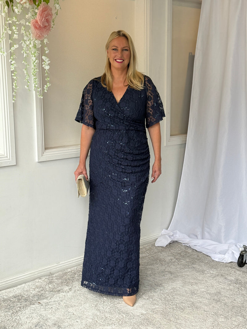 Qandala Navy Sequin Gown
