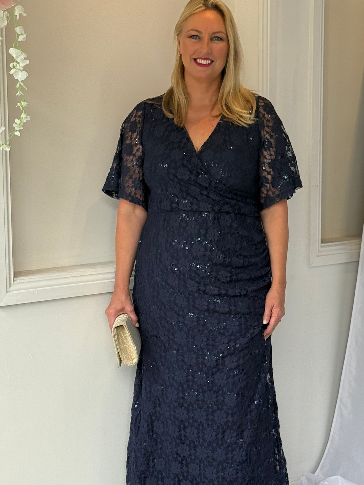 Qandala Navy Sequin Gown